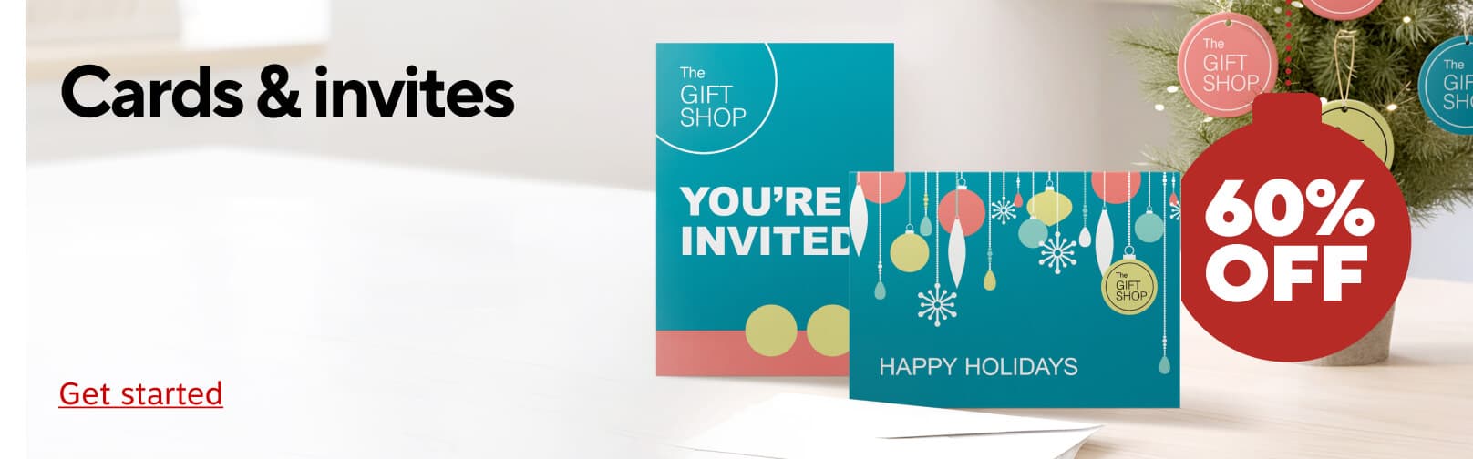 60% Off custom cards and invites. Get started.